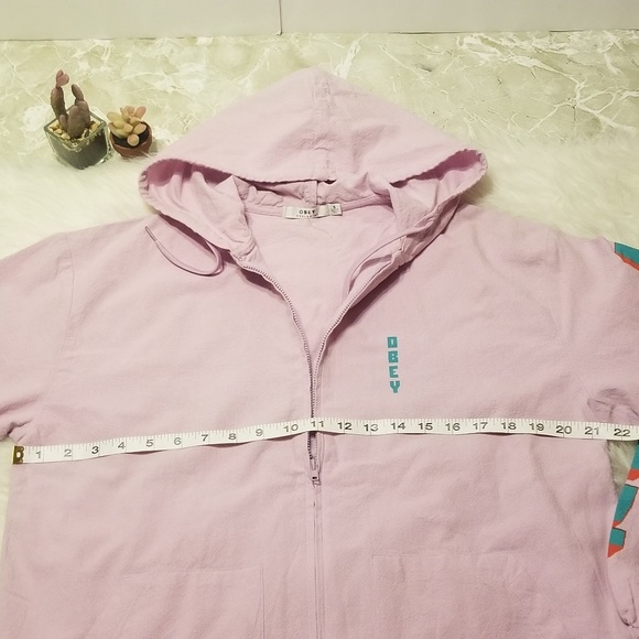 OBEY Worldwide Pink Lightweight Hoodie Jacket - Picture 6 of 8